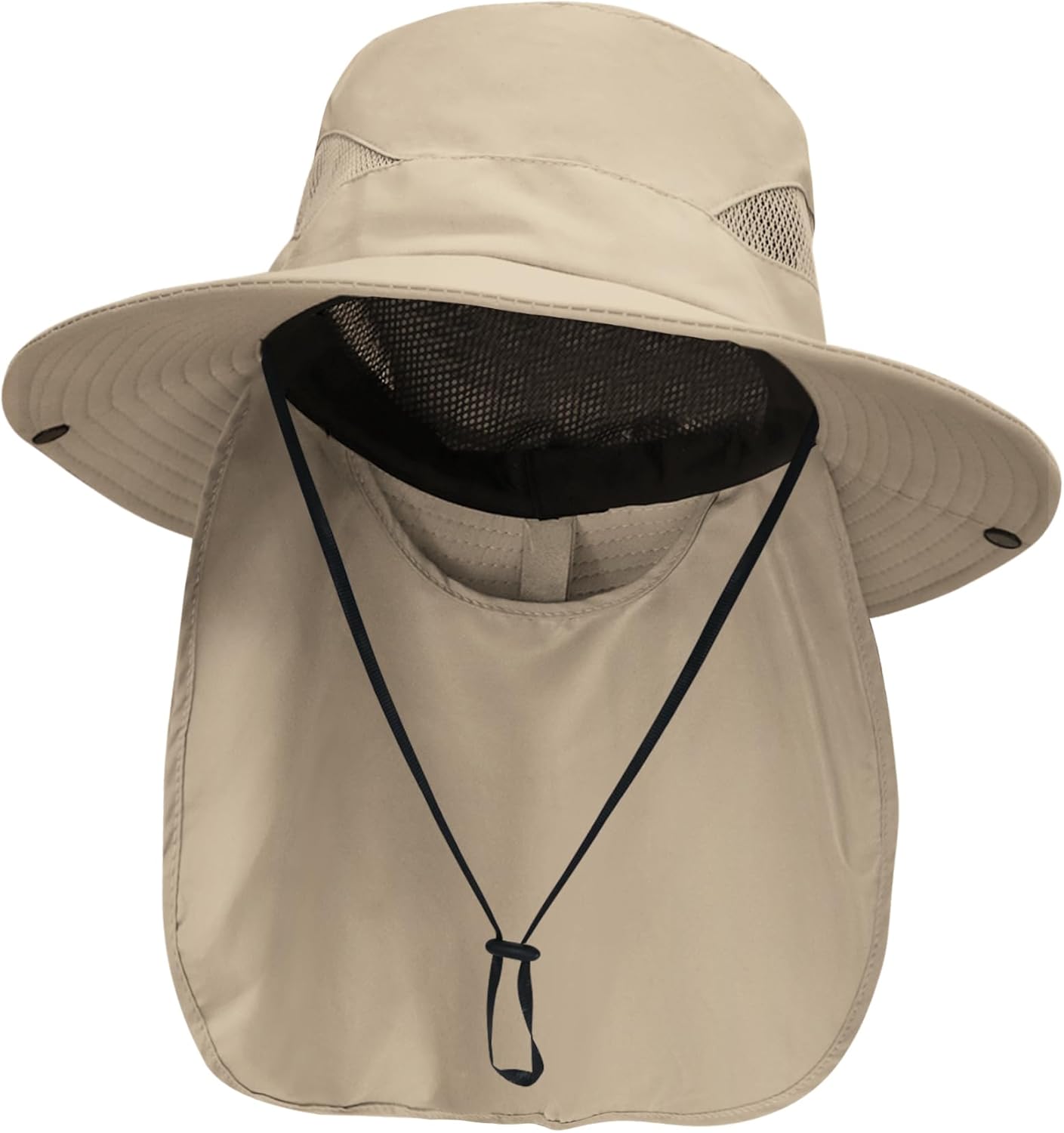 61iSsw1AH0L._AC_SL1500_.jpg Sun Fishing Hats with Neck Flap for Men Women UV Sun Protection Safari Hat Wide Brim Bucket Hat - Image 1