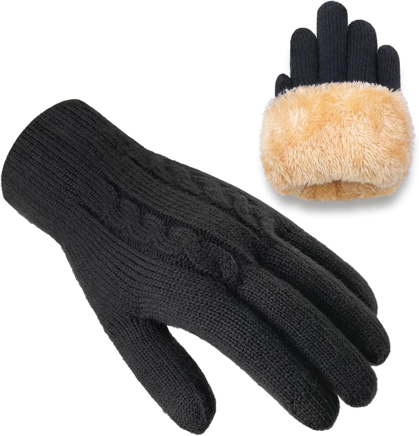 71xX3EltFEL._AC_SL1500_.jpg Winter Gloves for Men Wool Thermal Fleece Touchscreen Knit Warm Snow Gloves for Running Cycling Cold Weather - Image 1