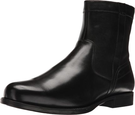 Business-style black leather ankle boots with side zipper