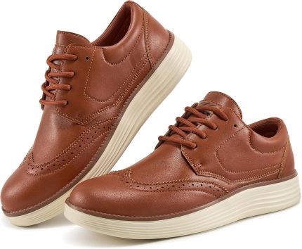 Mens Oxford Dress Shoes: Comfortable PU Leather Business Casual Shoe for Office Work
